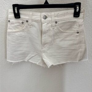 Madewell White Relaxed Denim Shorts Raw Hem